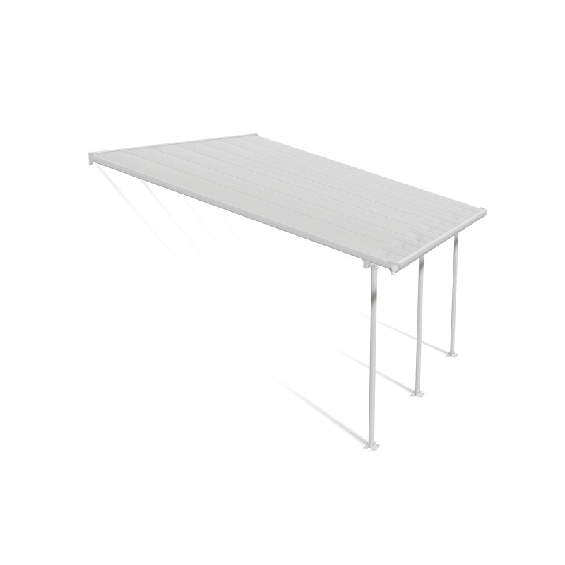 Palram - Canopia Feria 14' W x 13' D Polycarbonate Galvanized Steel Stationary Slope Patio Awning White/Diffused Clear