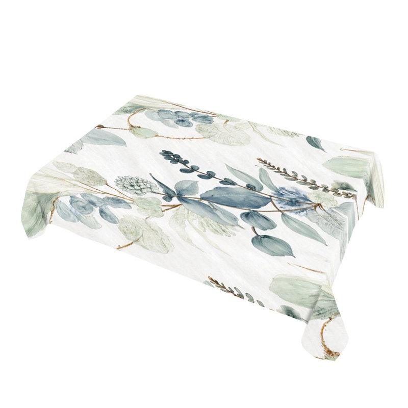 Watercolor Greenery Eucalyptus Tablecloth for Dining, 60 x 86 inches, Rectangle