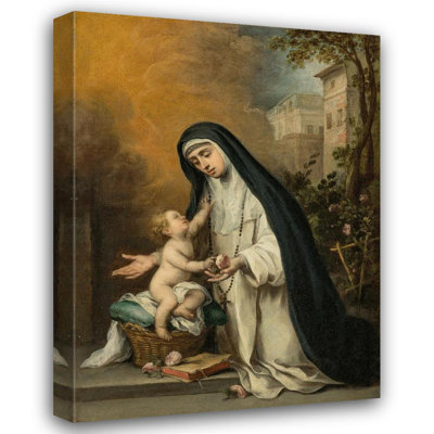 "Santa Rosa of Lima" by  Bartolomé Estebán Murillo - Gallery Wrap Canvas Wall Art
