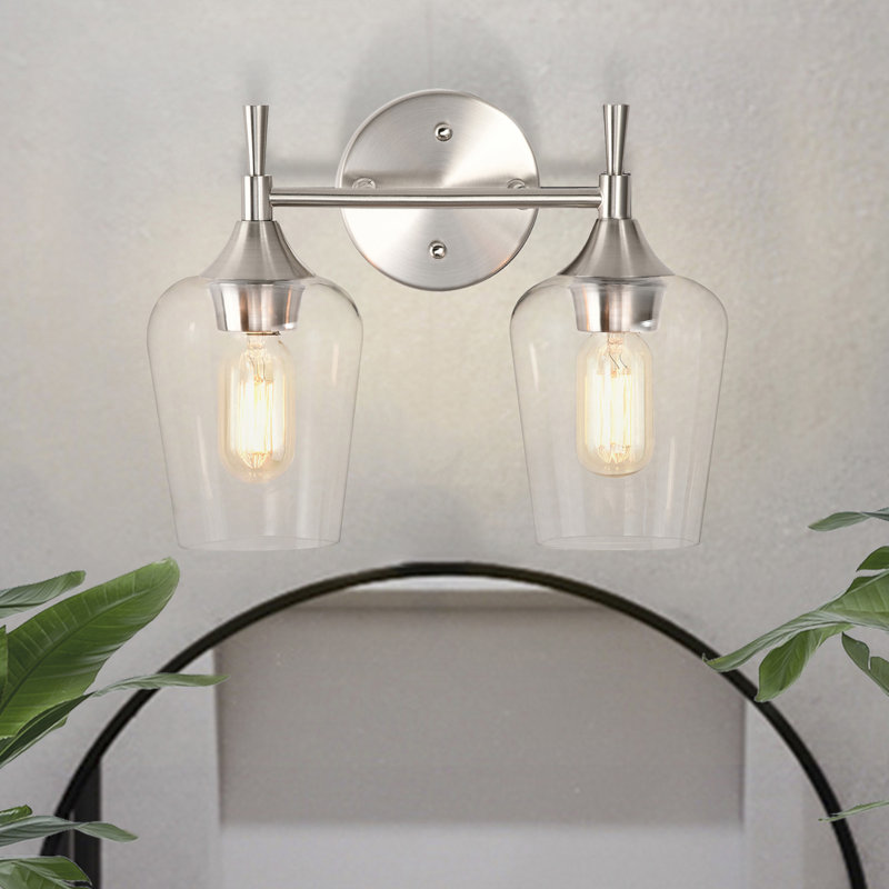 Éclairage pour meuble-lavabo à 2 lumières à intensité variable Louvella, Nickel brossé