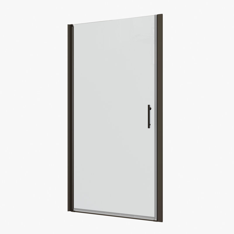 1 3/8" Adjustment,Universal Pivot Shower Door, Open Outside, With 1/4" Tempered Glass And Matted Black Finish 2472