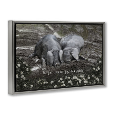 Happier Than Two Pigs In Puddle Floating Frame, design by Robin-Lee Viera