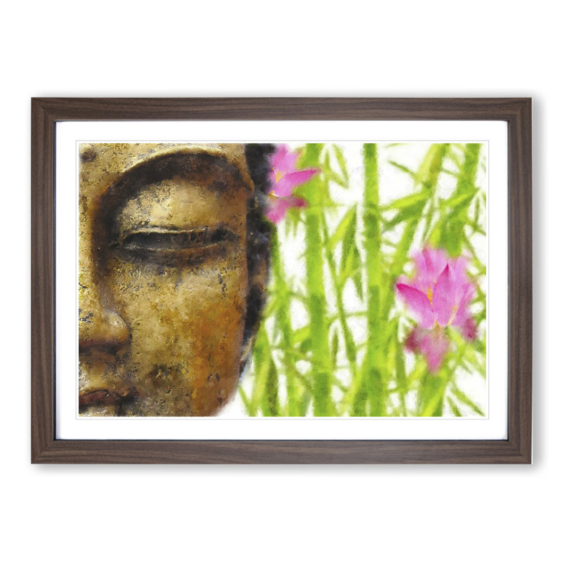 Buddha Statue Vol.8 - Picture Frame Painting, 27cm H x 36cm W x 2cm D, Walnut Framed