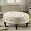 Oatmeal Cocktail Ottoman With Nailhead Trim