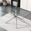Table moderne en verre minimaliste moderne avec pieds en métal trempé et argent, pour 4 à 6 personnes, pour le grand coin repas de la cuisine