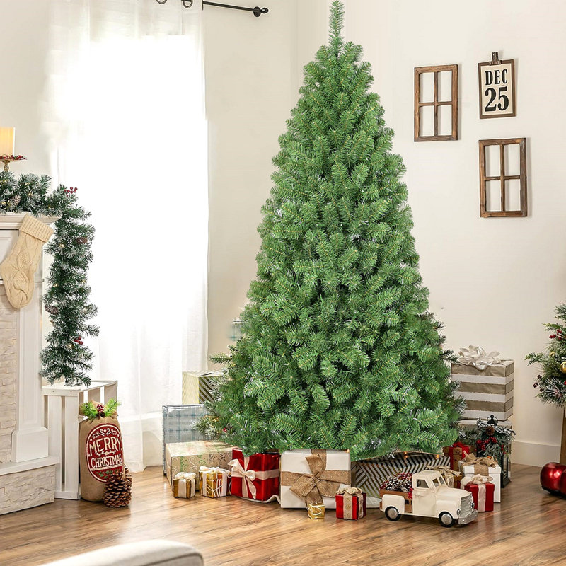 Arbre de Noël 7 pi avec fil mémoire, arbre en PVC artificiel articulé à 1064 pointes, arbre de Noël vert facile à installer pour la décoration des Fêtes