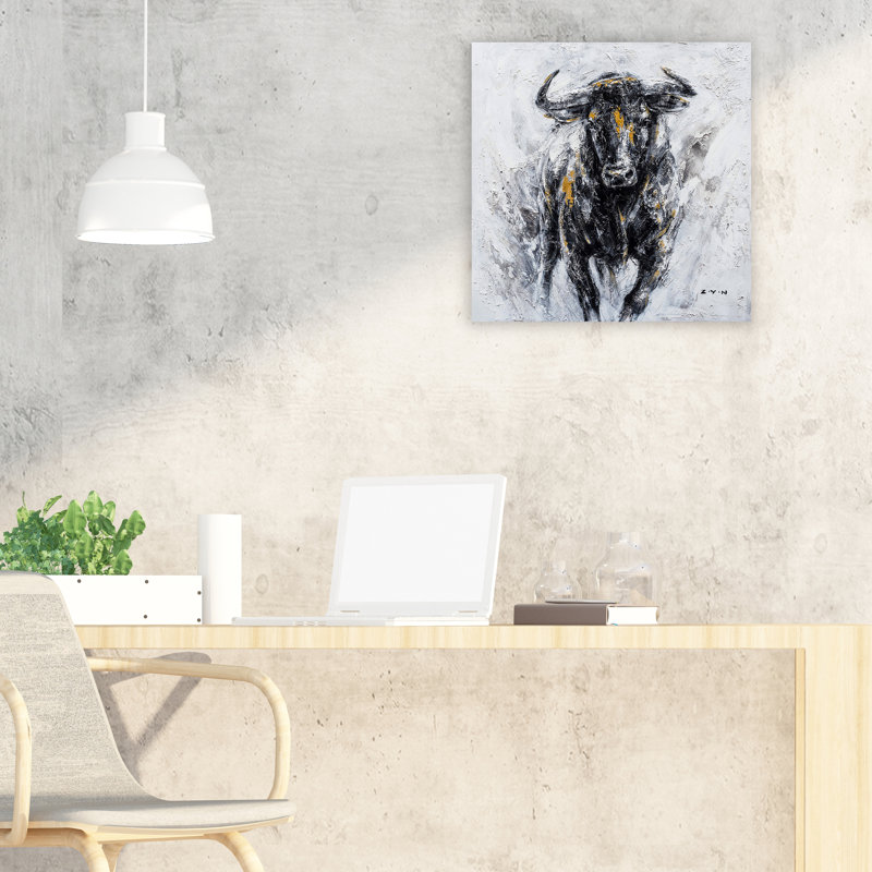 Fearless Ox - peinture sur toile tendue, H 20 po x l 20 po x 1,5 po