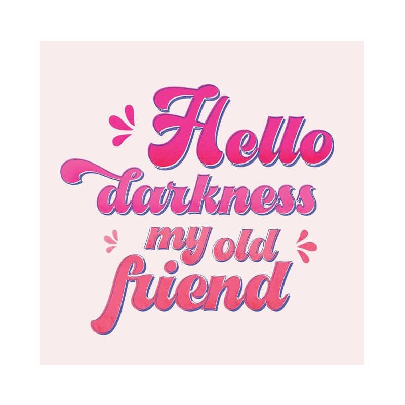 Hello Darkness My Old Friend Typography by Show Me Mars - Gallery-Wrapped Canvas Giclée on Canvas, 30.48 cm H x 30.48 cm W