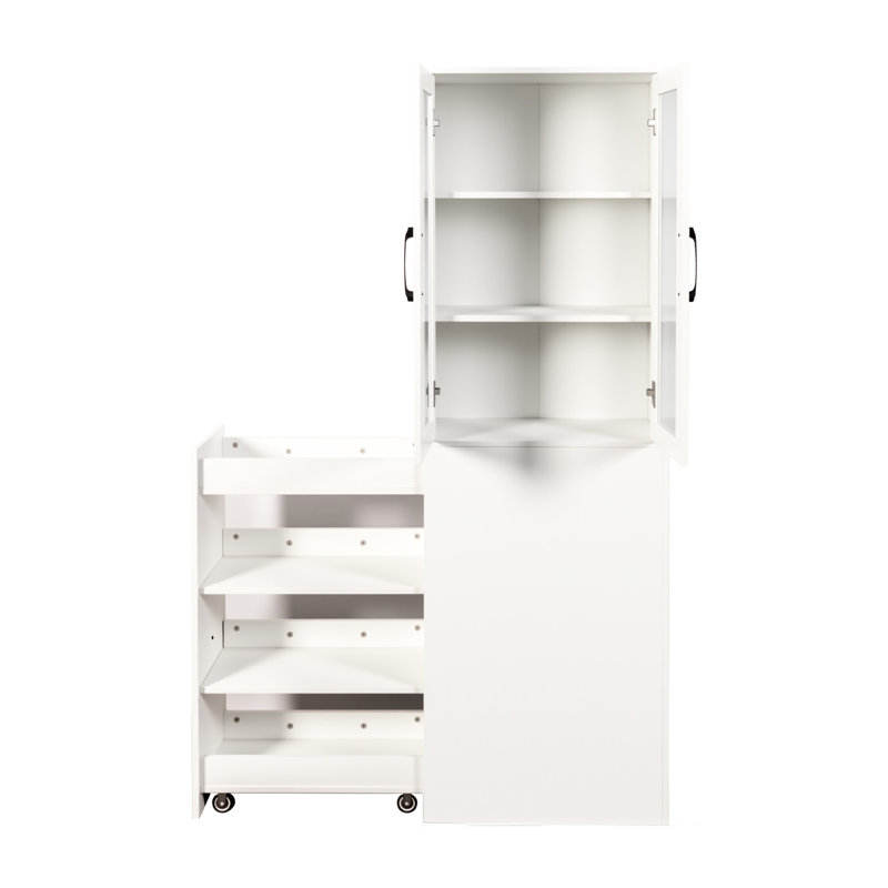 70,91 "H 4 niveaux multifonctionnel 2 portes vitrées avec rangement coulissant et moderne pour la salle à manger et le rangement