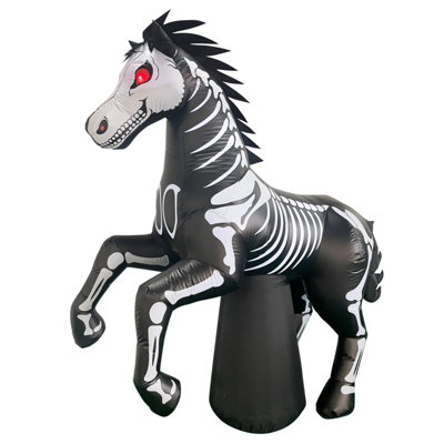  6.6 FT Halloween Inflatable Skeleton Horse Rearing up with Built-in LED Lights