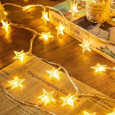 Guirlande de lumières étoilées à piles - Guirlande de 17 pi 50 lumières DEL avec minuterie, imperméable pour la chambre à coucher intérieure