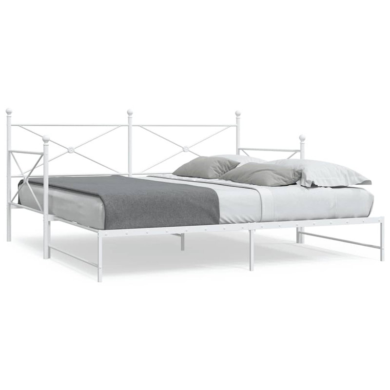 Day Bed Without Mattress Steel, 105.5 x 197cm, White, Trundle Included