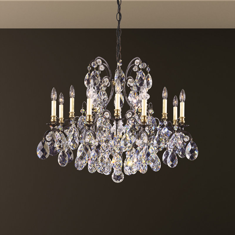 Renaissance 12 - Light Glass Chandelier, Heirloom Gold, Handcut Clear