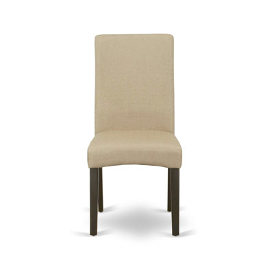 7 Piece Dining Set Consist of a Rectangle Dining Room Table and 6 Brown Linen Fabric Upholstered Parson Chairs, 36x60 Inch, Cappuccino