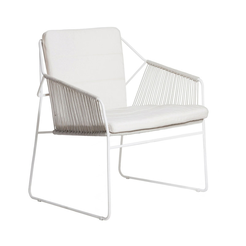 Chaise de patio Sandur, Corde blanche / structure blanche, Toile lichen
