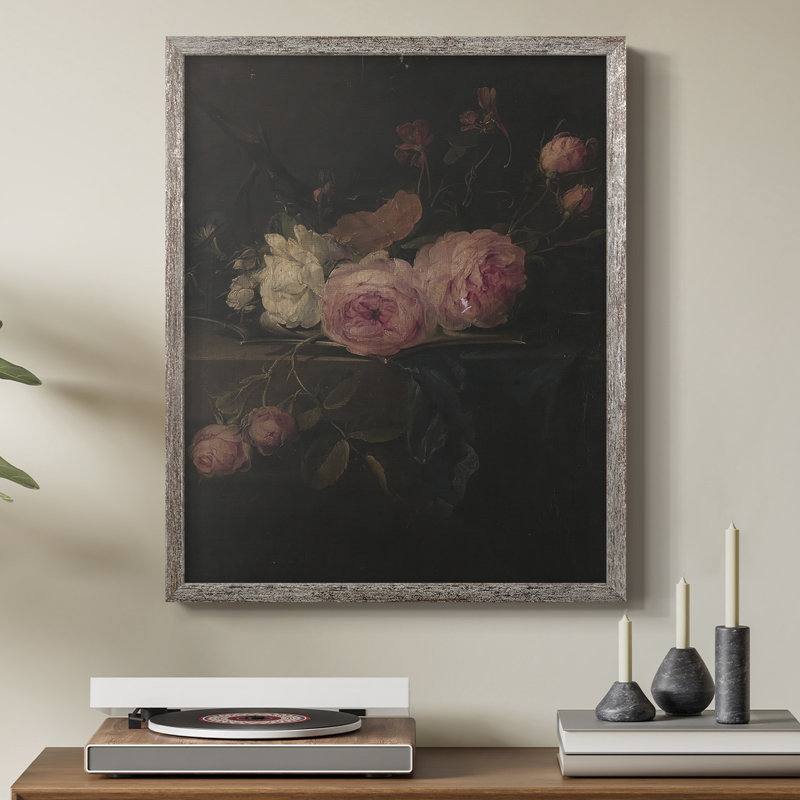 Impression florale vintage encadrée Cxxiv - bois massif, H 11 po x l 9 po