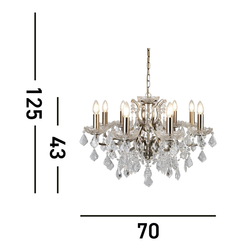 Alize 8 - Light Candle Style Chandelier, Antique Brass