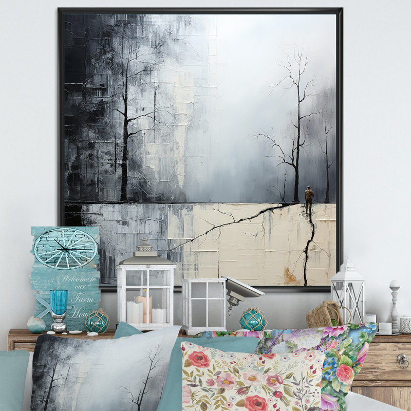Simplicity Winter Dream Abstract, H 30 po x l 30 po x P 1 po, Cadre flottant noir