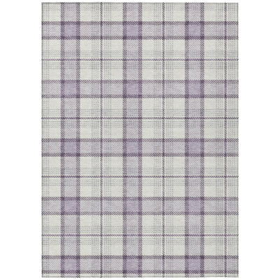 HomeRoots 3' X 5' Lavender Purple Plaid Washable Indoor Outdoor Area Rug