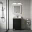 Meuble-lavabo autoportant noir 24 po - Lavabo en céramique avec tiroir rabattable, tablette réglable et rangement fermé-1840400423