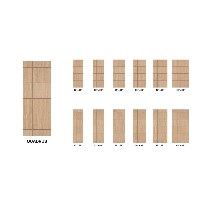80" Quadrus Slab Only Mahogany Flush Panel Door - Contemporary, Modern, Unfinished, 36" x 80" [36" Door]