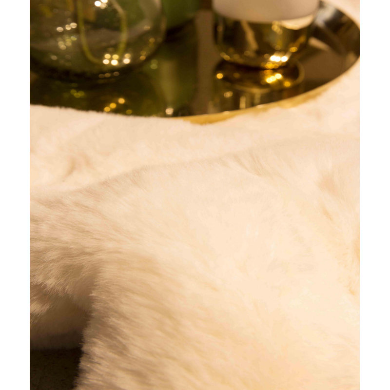 Tapis rond blanc en polyester tissé à la machine 2 pi 11 po