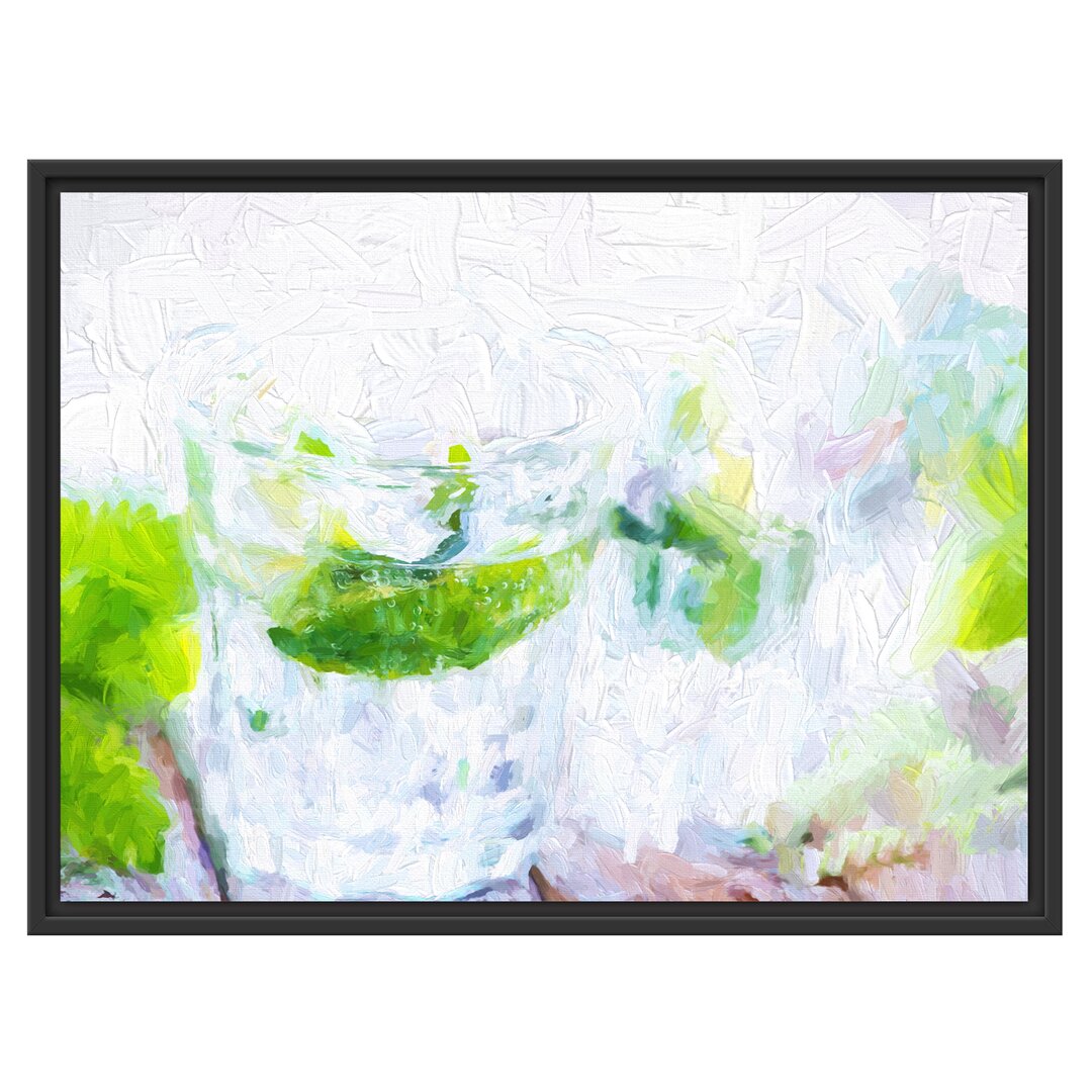 Gerahmtes Wandbild Mojito-Gläser mit Minze