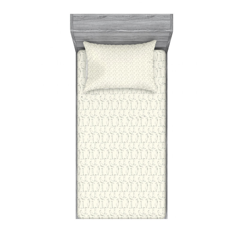 Scottie Microfiber Fitted Sheet, Twin XL Fitted Sheet with 1 Pillowcase