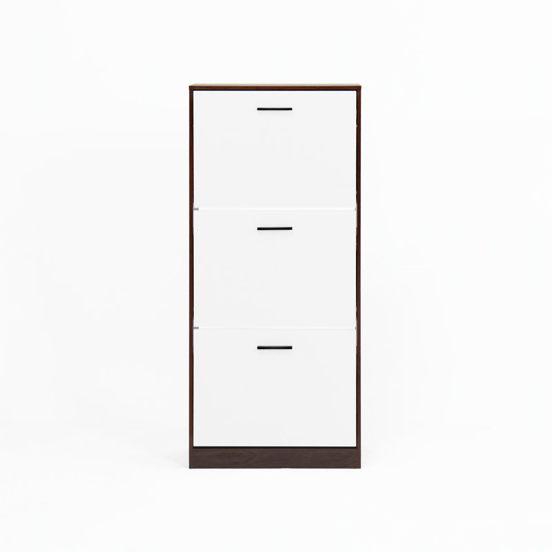 Armoire de rangement moderne pour chaussures avec 3 tiroirs rabattables et panneaux réglables pour un rangement compact