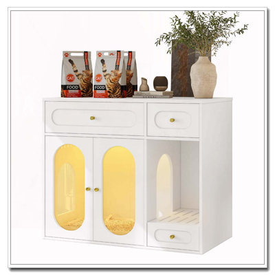 Cat Litter Box Enclosure with LED Light