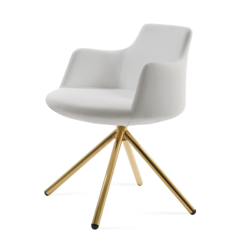 Chaise avec accoudoirs Dervish, Blanc, Or
