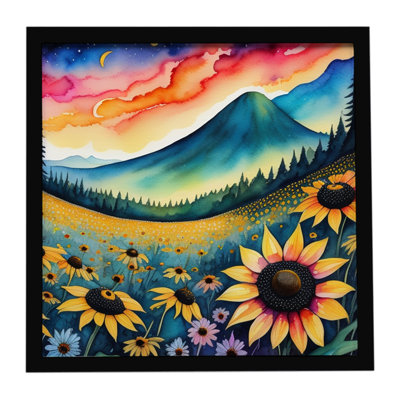 Black-eyed Susans in Color Framed Metal Print