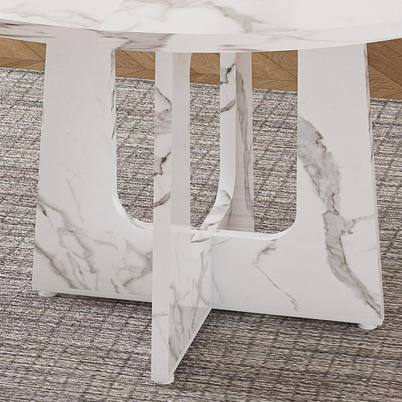 Table de salle à manger ronde 47,24 "pour 4 personnes - Table de ferme en MDF avec finition marbre blanc