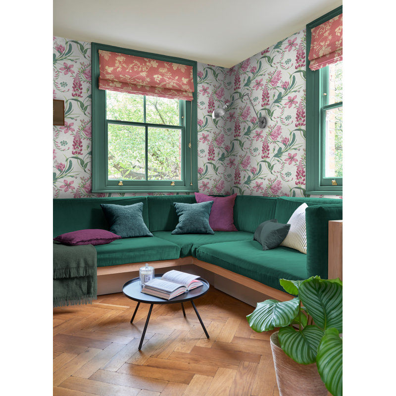  Botanists Scroll Pink Wallpaper, Red