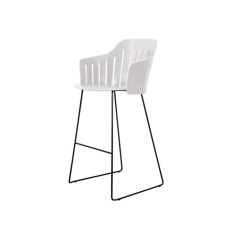 Choice Chair Outdoor and Bar Sledge Steel Base with Taupe Upholstery Cane-line Natté Seat Cover, White/Black