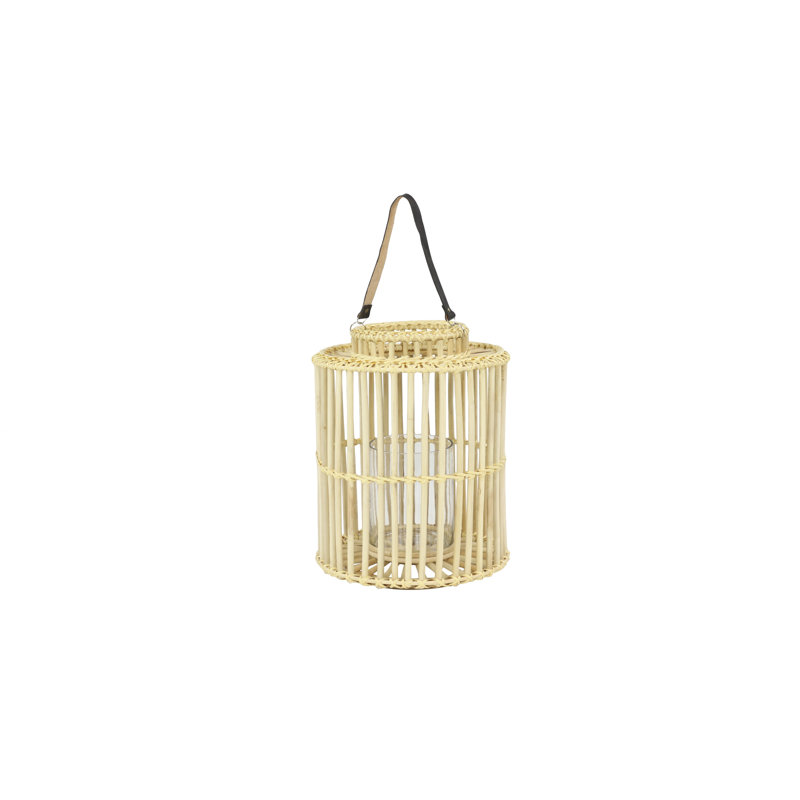 Lanterne en rotin cylindrique rustique cage, Crème