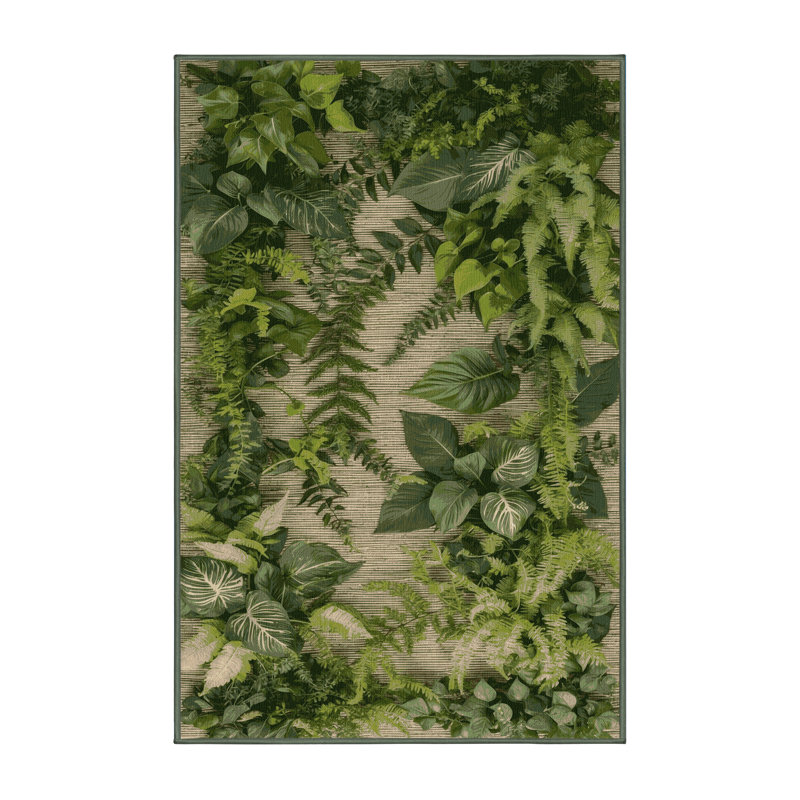 Machine Washable Nature Green Area Rug, Rectangle 6' x 9'