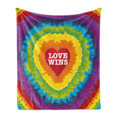Ambesonne Pride Fleece Throw Blanket Love Wins Tie Dye Effect Multicolor