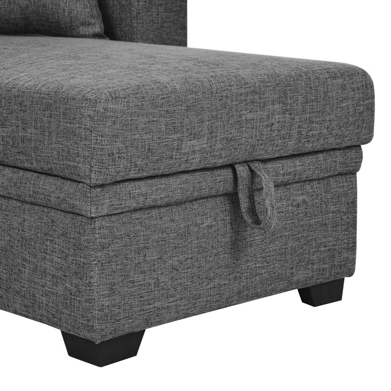 Canapé-lit modulaire réversible de 84 po avec méridienne de rangement droite 84 po, Gris, H 35 po x l 84 po x P 54 po