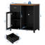 Meuble-bar à café avec mini-frigo, tiroir et façade cannelée – Station de boissons compacte pour la maison avec porte en acrylique noir et plateau en bois-243158098