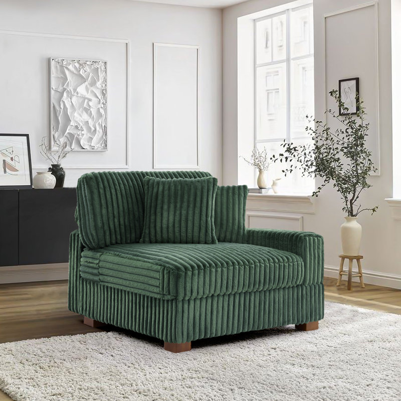 Upholstered Side Chair with Footstool, Green