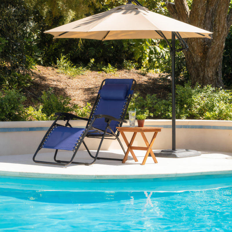 Beach Chairportable Lightweight Outdoor Blue Zero Gravity Recliner Leisure Style With Headrest And Skin Friendly Wear Resistant Textile Fabric