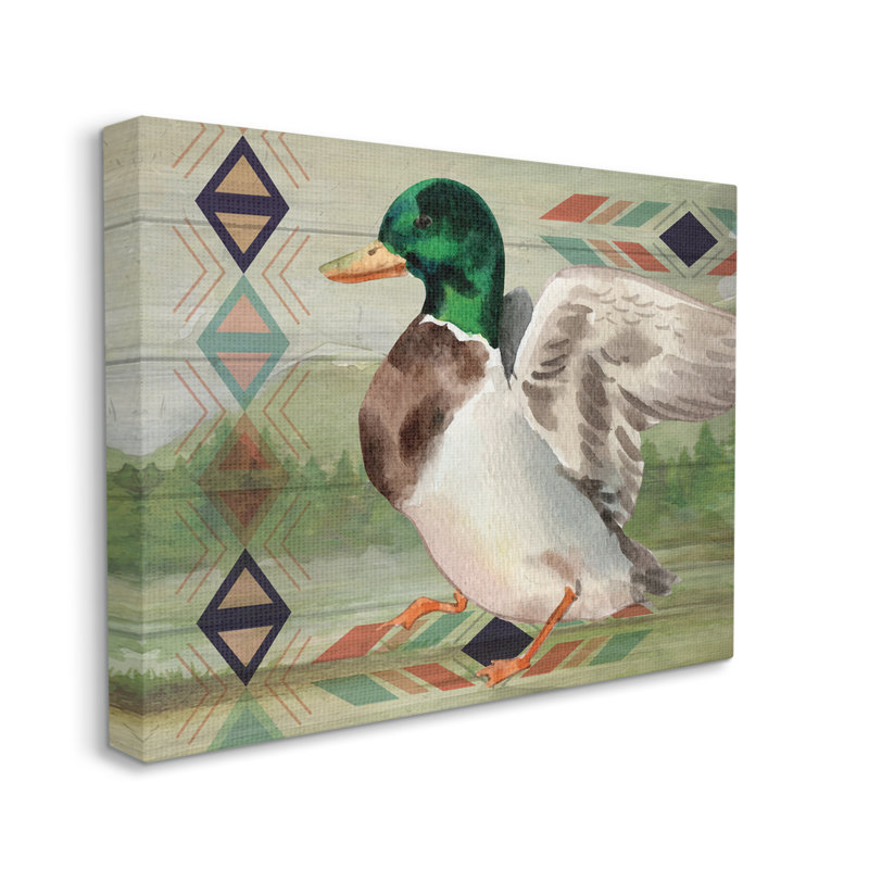 Art mural sur toile flottant à motif canard colvert rustique par ND Art, H 16 po x l 20 po x P 1,5 po, Toile tendue