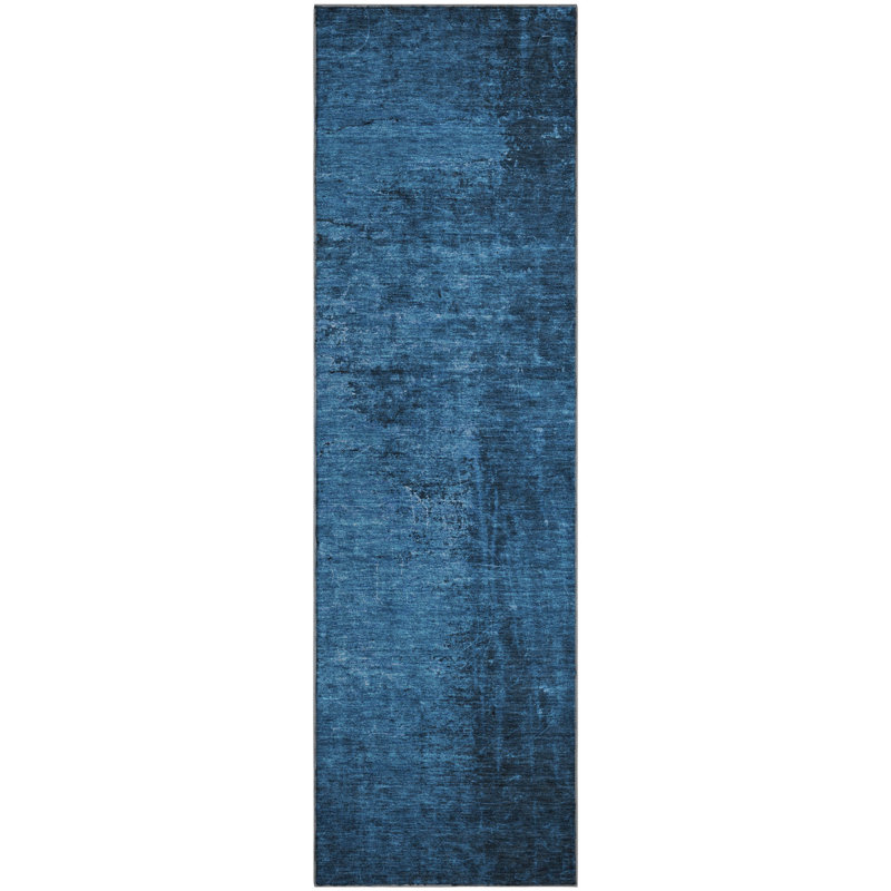 Premium Machine Washable Cerrito AMF554 Navy Rug, Runner 2'3" x 7'6"