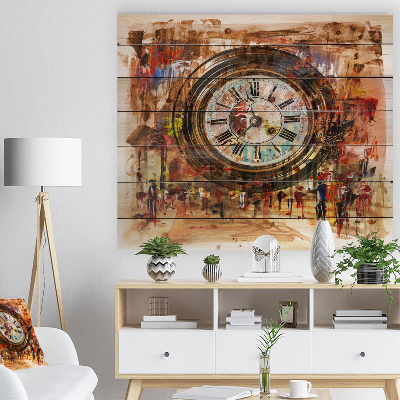 «People and Time», peinture, H 15 po x l 20 po, Art sur bois