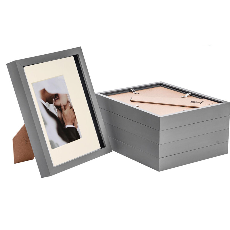 Nicola Spring - 3D Box Photo Frames - 8 x 10" with 4 x 6" Mount, Grey/Ivory