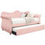 Lit de jour rose avec couchette et housse en velours - construction en bois massif, conception moderne avec accoudoirs, revêtement en construction-268666646