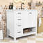 Meuble-lavabo à tiroir avec lavabo en céramique, tablette ouverte et armoire de rangement-598207843