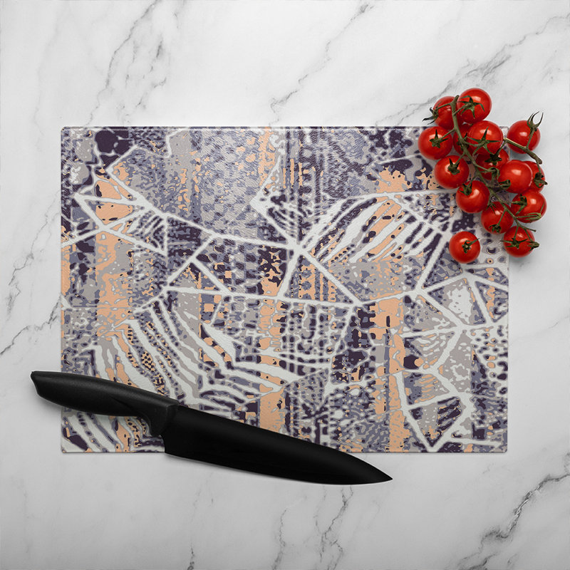 Grunged Print Glass Chopping Board, 28cm L x 20cm W