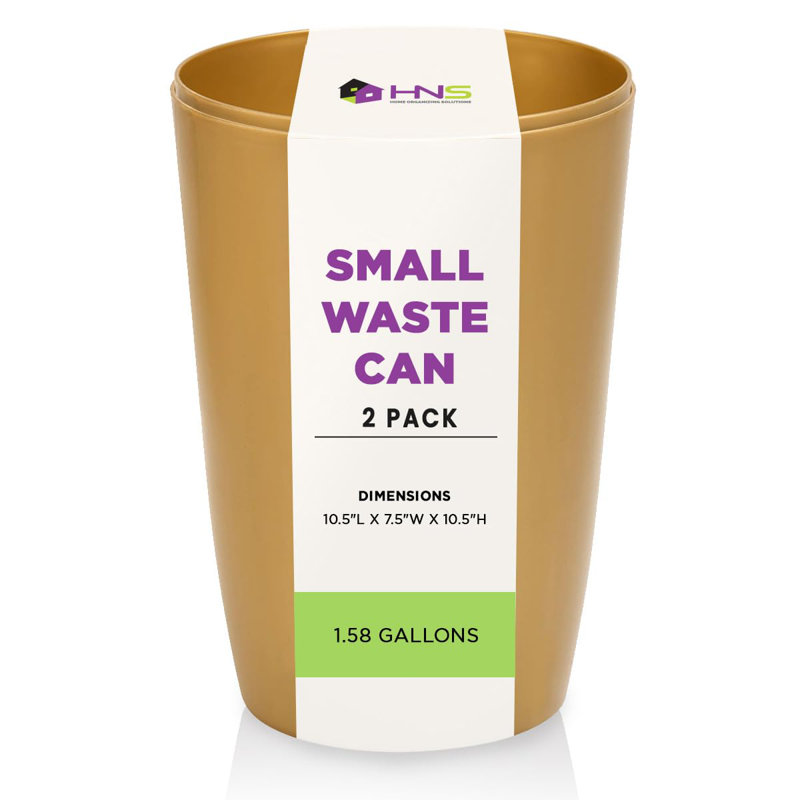 Small Trash Can with Open Top for Compact and Tight Spaces, Gold